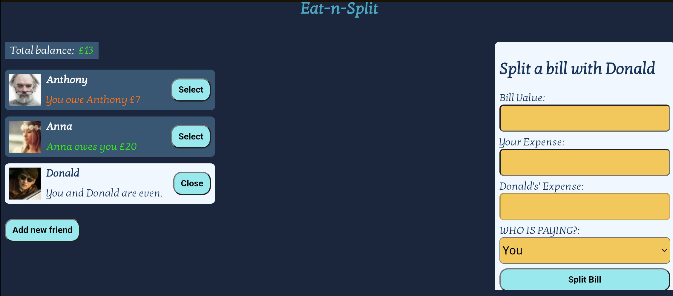 Eat and split app image