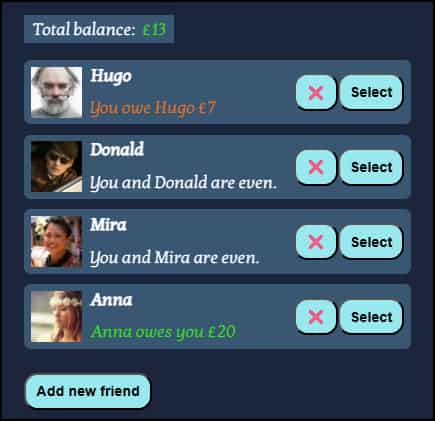 Image of Eat and split application screenshot